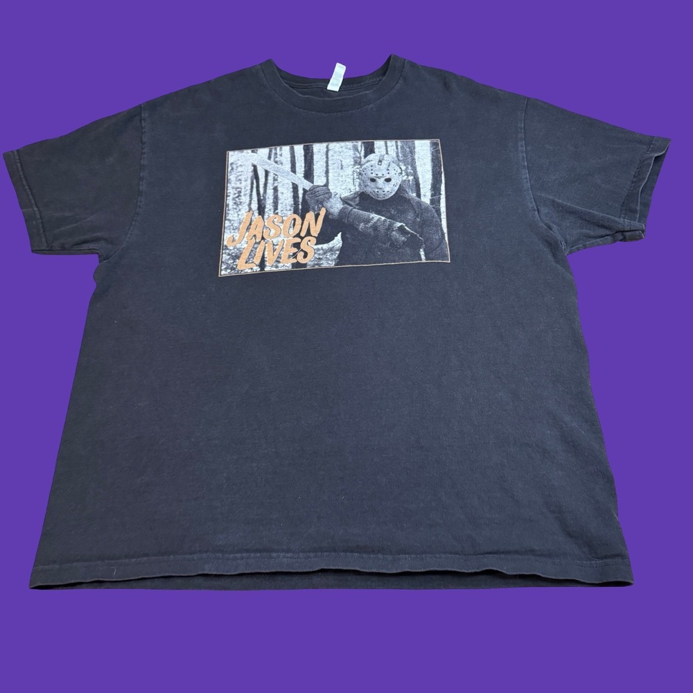 Friday 13th Part 6 Jason Lives T Shirt XL Black 2 Sided Horror Slasher Graphic